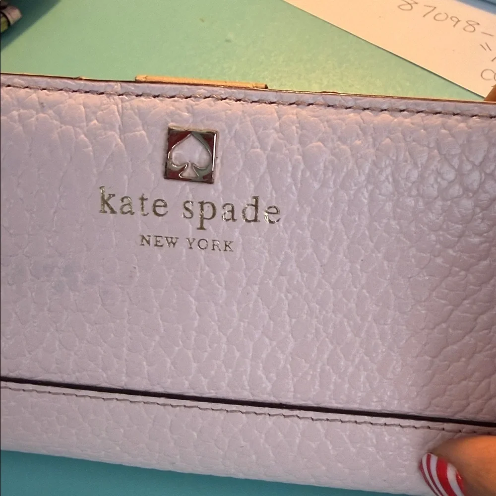 Kate Spade Light Pink Textured Wallet Leather Blush clutch designer card holder